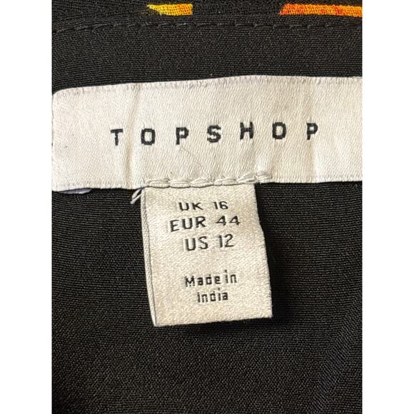 Topshop NWOT Floral Wrap Strappy Mini Dress in Black Multi Size 12 Ruffled Boho - Picture 4 of 5